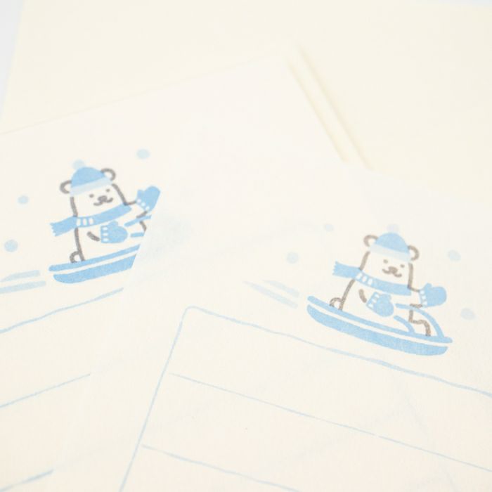 Furukawashiko Winter Limited Edition Mini Letter Set - Polar Bear on a Sled LS574