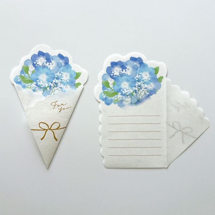 Furukawashiko Bouquet Letter Paper Set - Baby Blue Eyes LT701