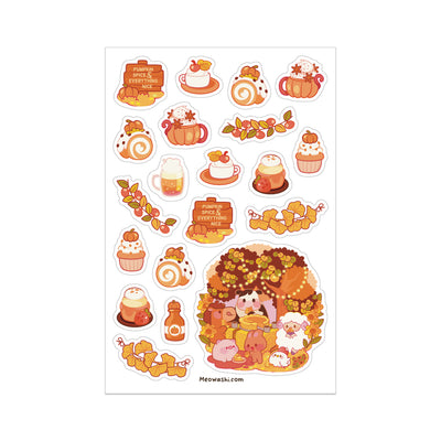 Meowashi Studio - Animal Autumn Tea Party Sticker Sheet