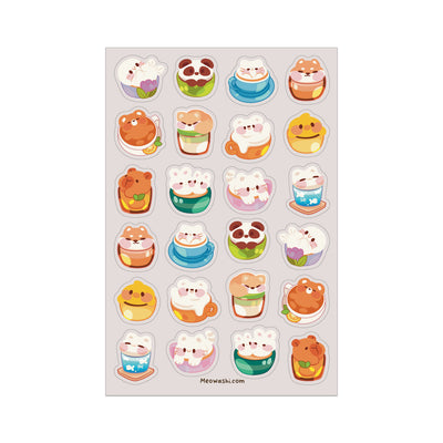 Meowashi Studio - Animal Latte Art Sticker Sheet