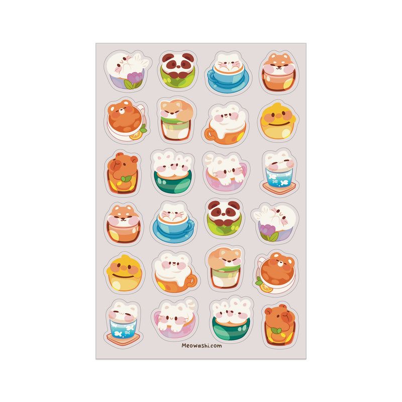 Meowashi Studio - Animal Latte Art Sticker Sheet