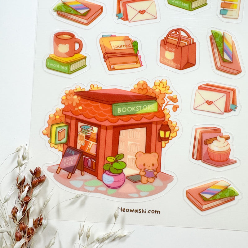 Meowashi Studio - Autumn Book Store Clear Sticker Sheet