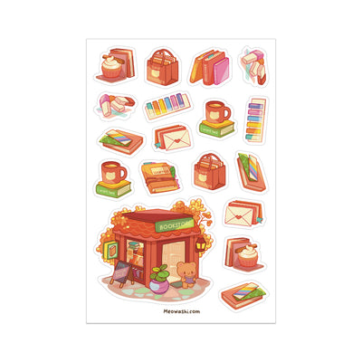 Meowashi Studio - Autumn Book Store Clear Sticker Sheet