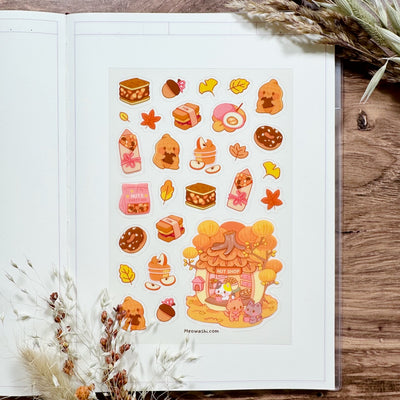 Meowashi Studio - Autumn Cat Nut Shop Clear Sticker Sheet