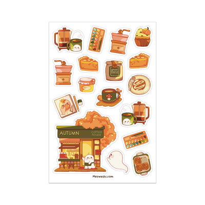 Meowashi Studio - Autumn Coffee House Clear Sticker Sheet