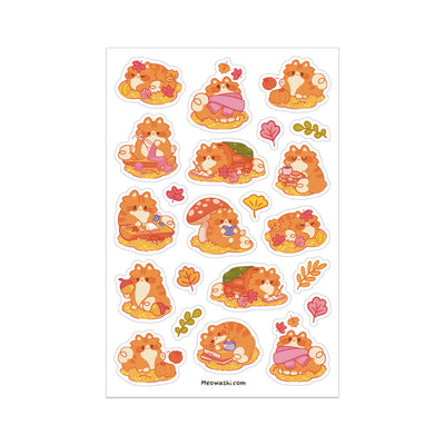 Meowashi Studio - Autumn Orange Tabby Cat Sticker Sheet