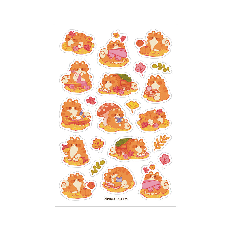 Meowashi Studio - Autumn Orange Tabby Cat Sticker Sheet