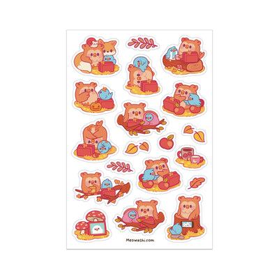 Meowashi Studio - Autumn Owl and Blue Bird Sticker Sheet