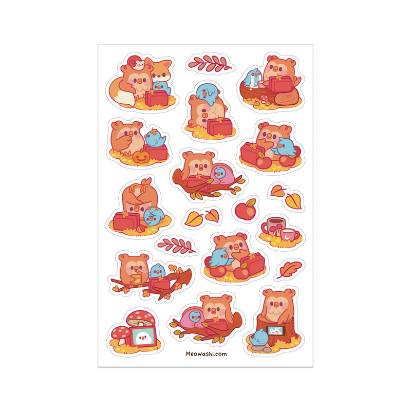 Meowashi Studio - Autumn Owl and Blue Bird Sticker Sheet
