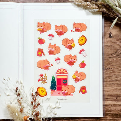 Meowashi Studio - Autumn Squirrel Clear Sticker Sheet