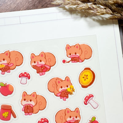 Meowashi Studio - Autumn Squirrel Clear Sticker Sheet