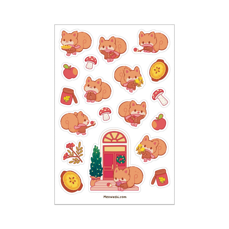 Meowashi Studio - Autumn Squirrel Clear Sticker Sheet