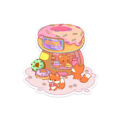 Meowashi Studio - Bear Donut Shop Waterproof Vinyl Sticker