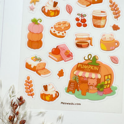 Meowashi Studio - Bear Pumpkin Cafe Clear Sticker Sheet