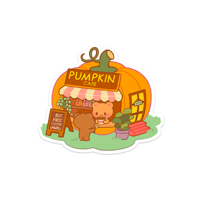 Meowashi Studio - Bear Pumpkin Cafe Waterproof Vinyl Sticker