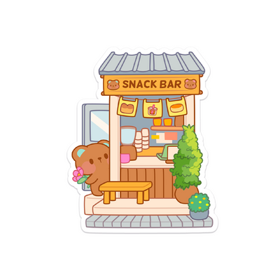 Meowashi Studio - Bear Snack Bar Waterproof Vinyl Sticker