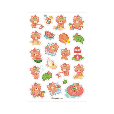 Meowashi Studio - Bear Summer Vacation Clear Sticker Sheet