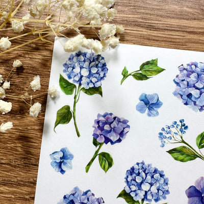  Meowashi Studio - Blue Hydrangea Washi Sticker Sheet