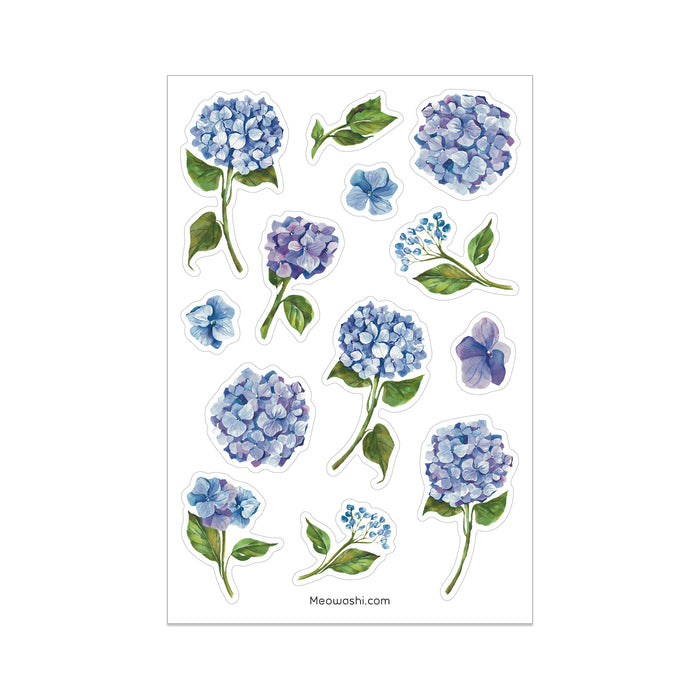  Meowashi Studio - Blue Hydrangea Washi Sticker Sheet