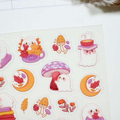 Meowashi Studio - Bookworm Ghost Clear Sticker Sheet