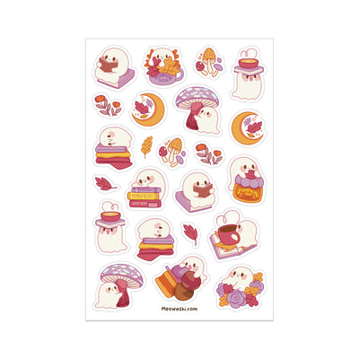 Meowashi Studio - Bookworm Ghost Clear Sticker Sheet