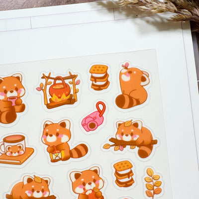 Meowashi Studio - Camping Red Panda Clear Sticker Sheet