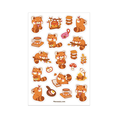 Meowashi Studio - Camping Red Panda Clear Sticker Sheet