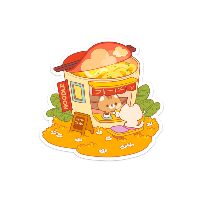 Meowashi Studio - Cat Instant Ramen Shop Waterproof Vinyl Sticker