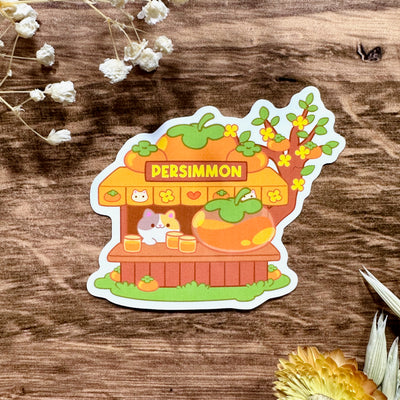 Meowashi Studio - Cat Persimmon Shop Waterproof Vinyl Sticker