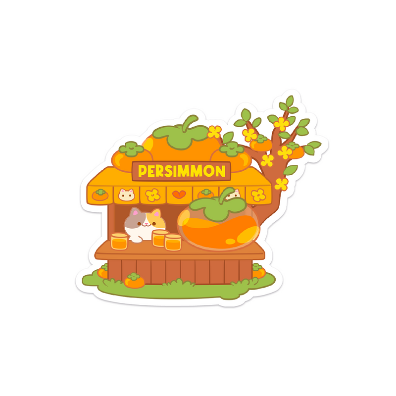 Meowashi Studio - Cat Persimmon Shop Waterproof Vinyl Sticker