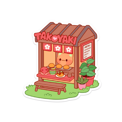 Meowashi Studio - Cat Takoyaki Stall Waterproof Vinyl Sticker