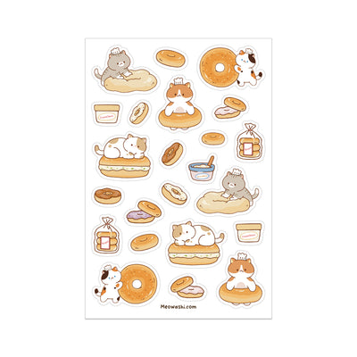 Meowashi Studio - Cat and Bagel Clear Sticker Sheet