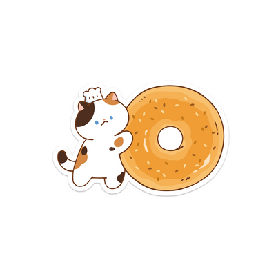 Meowashi Studio - Cat and Bagel Waterproof Vinyl Sticker