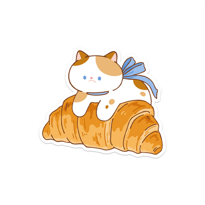 Meowashi Studio - Cat and Croissant II Waterproof Vinyl Sticker