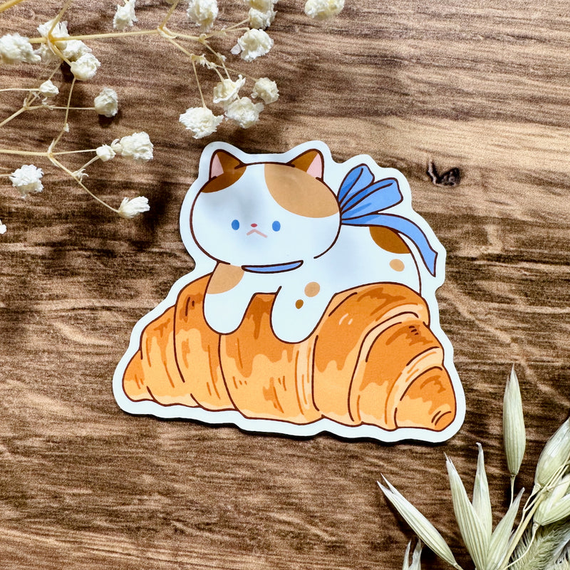 Meowashi Studio - Cat and Croissant II Waterproof Vinyl Sticker