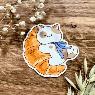 Meowashi Studio - Cat and Croissant I Waterproof Vinyl Sticker