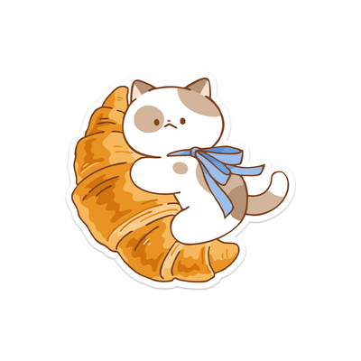 Meowashi Studio - Cat and Croissant I Waterproof Vinyl Sticker