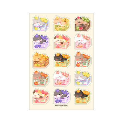 Meowashi Studio - Cat and Fruit Box Sticker Sheet