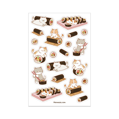 Meowashi Studio - Cat and Gimbap Clear Sticker Sheet