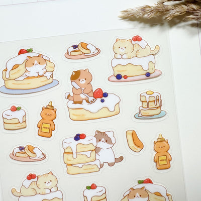 Meowashi Studio - Cat and Pancake Clear Sticker Sheet