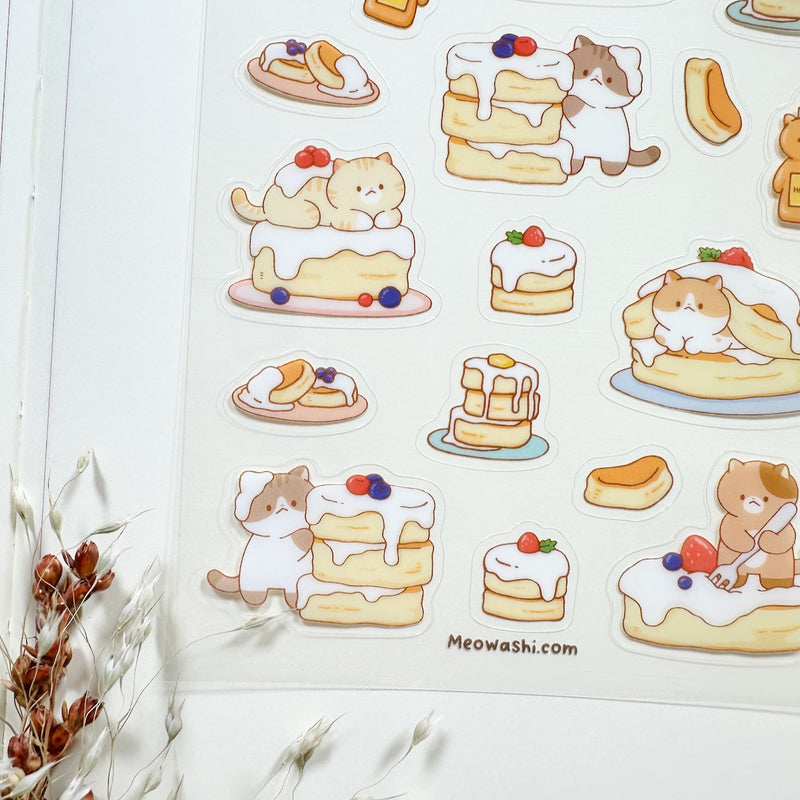 Meowashi Studio - Cat and Pancake Clear Sticker Sheet