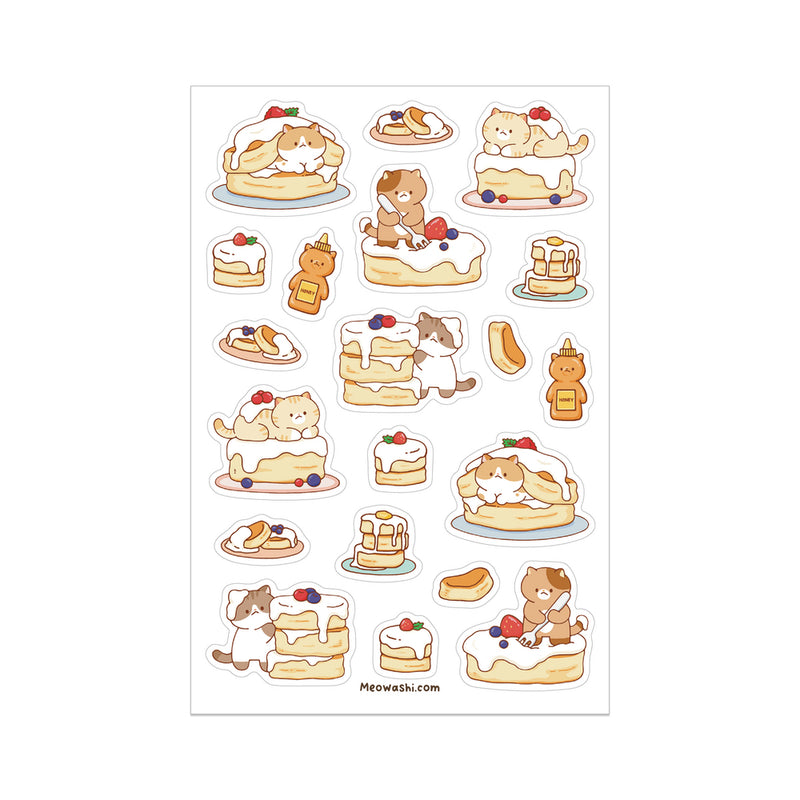 Meowashi Studio - Cat and Pancake Clear Sticker Sheet