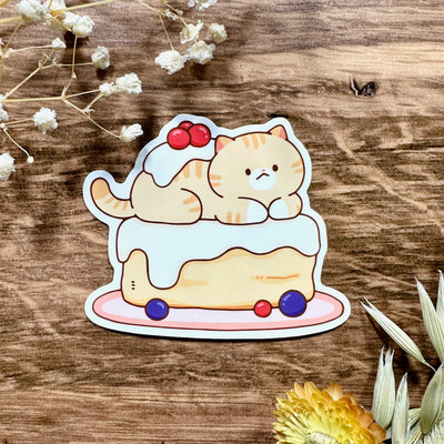 Meowashi Studio - Cat and Pancake III Waterproof Vinyl Sticker