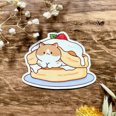 Meowashi Studio - Cat and Pancake II Waterproof Vinyl Sticker