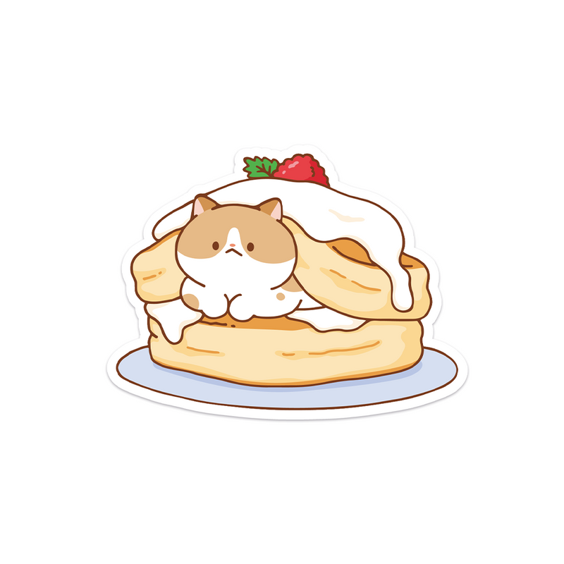 Meowashi Studio - Cat and Pancake II Waterproof Vinyl Sticker