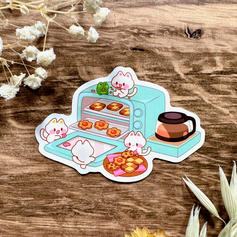 Meowashi Studio - Cat and Toaster Waterproof Vinyl Sticker