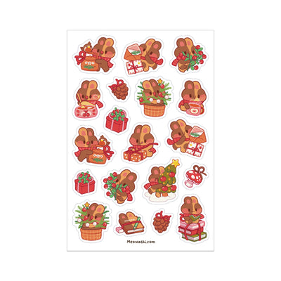 Meowashi Studio - Christmas Harlequin Bunny Sticker Sheet