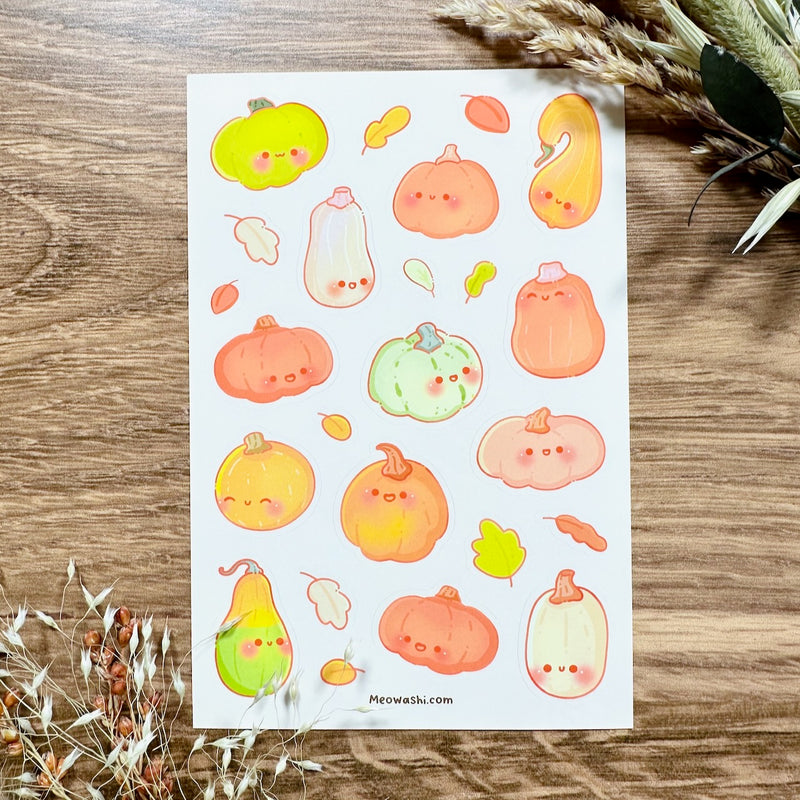 Meowashi Studio - Cute Autumn Squash Vinyl Sticker Sheet