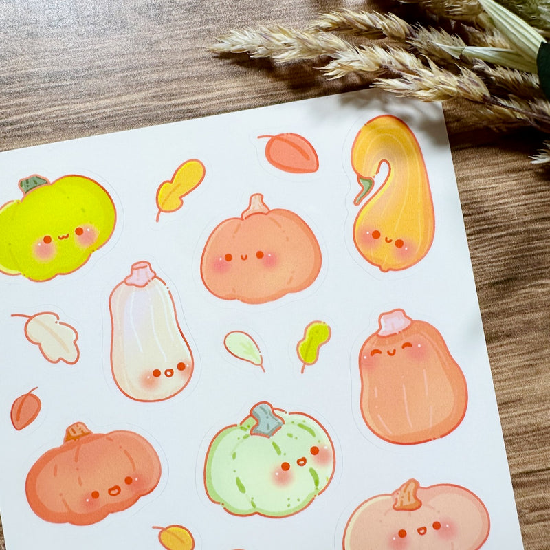 Meowashi Studio - Cute Autumn Squash Vinyl Sticker Sheet