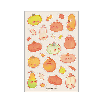 Meowashi Studio - Cute Autumn Squash Vinyl Sticker Sheet